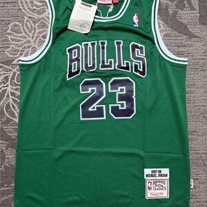 Mitchell & Ness Michael Jordan Green Bulls Jersey with White Accents